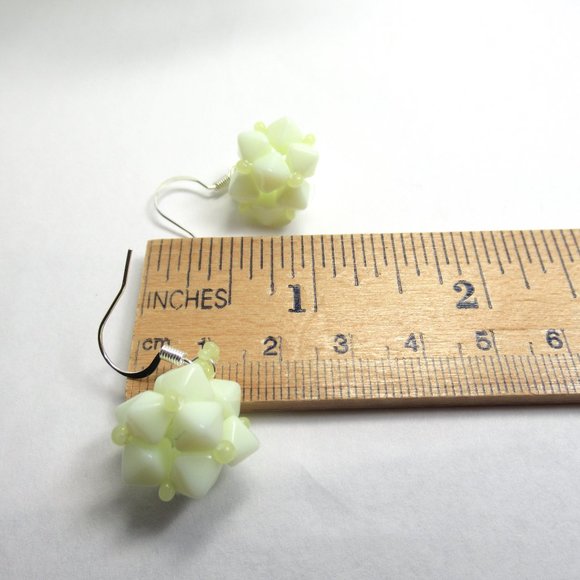 Czech Uranium glass beaded bead earrings - Picture 8 of 15